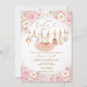 Invitación de Cumpleaños de Bebé con Lazo de Tutú 