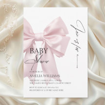 Invitación de Cumpleaños de Bebé con Lazo Rosa Ele