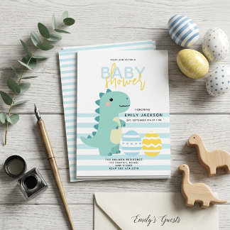 Invitación de Cumpleaños de Bebé de Dinosaurio Ado