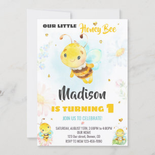 Invitación de cumpleaños de bebe de miel chica de 