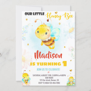 Invitación de cumpleaños de bebe de miel chica de