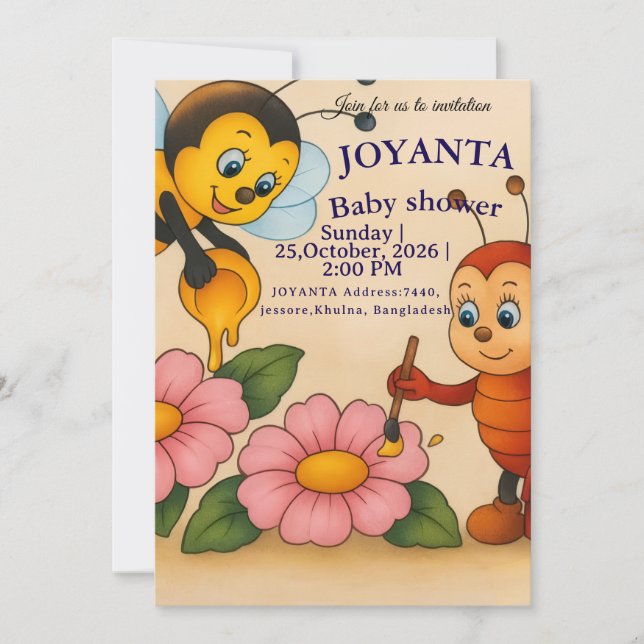 Invitación de Cumpleaños de Bebé de Miel Lindo, Ab (Anverso)