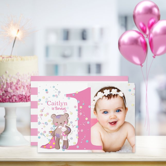 Invitación de cumpleaños de bebé de una niña con f (Subido por el creador)