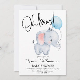 invitación de cumpleaños de bebé elefante lindo gl