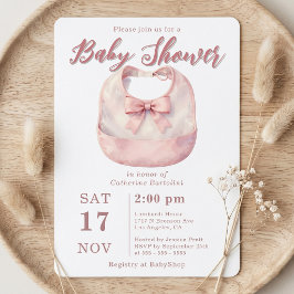 Invitación de Cumpleaños de Bebé en Rosa Suave con