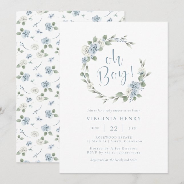 Invitación de Cumpleaños de Bebé Floral Elegante (Anverso / Reverso)