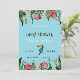 Invitación de cumpleaños de bebé floral linda beig