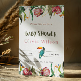 Invitación de cumpleaños de bebé floral lindo beig