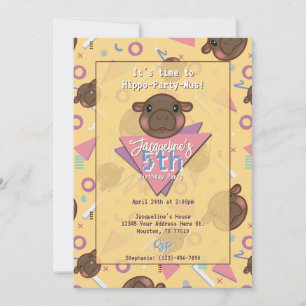 Invitación de cumpleaños de bebé hipopótamo amaril