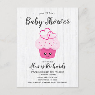 Invitación de Cumpleaños de Bebé Kawaii Cupcake Ro