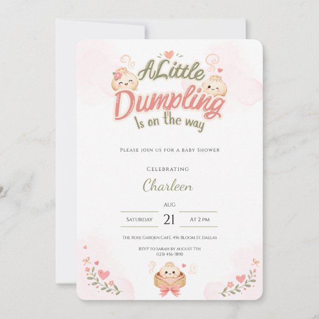 Invitación de Cumpleaños de Bebé Kawaii Little Dum (Anverso)