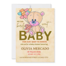 Invitación de cumpleaños de bebé neutral y editabl