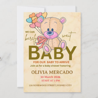 Invitación de cumpleaños de bebé neutral y editabl