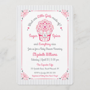 Invitación de Cumpleaños de Bebé Niña Cupcake Azúc