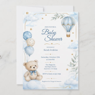 Invitación de Cumpleaños de Bebé Niño Bosque Acuar