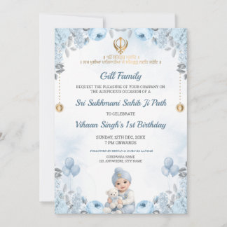 Invitación de cumpleaños de bebé niño con Sukhmani