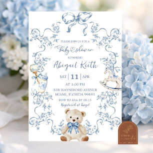 Invitación de cumpleaños de bebé niño con toile fr