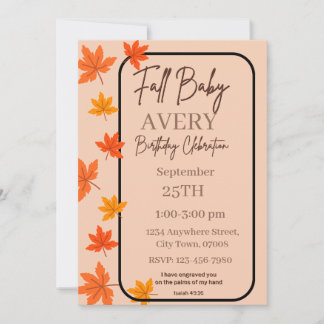 Invitación de cumpleaños de bebé otoño cristiana