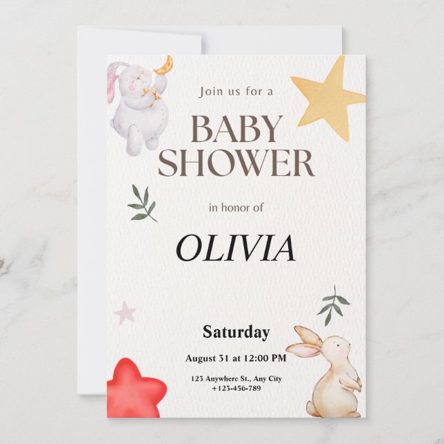 Invitación de Cumpleaños de Bebé Personalizada con (Anverso)