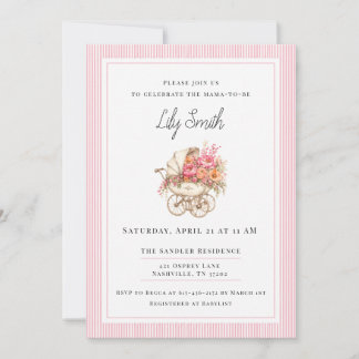 Invitación de Cumpleaños de Bebé Rosa con Estilo