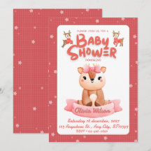 Invitación de Cumpleaños de Bebé Rosa y Rojo Adora