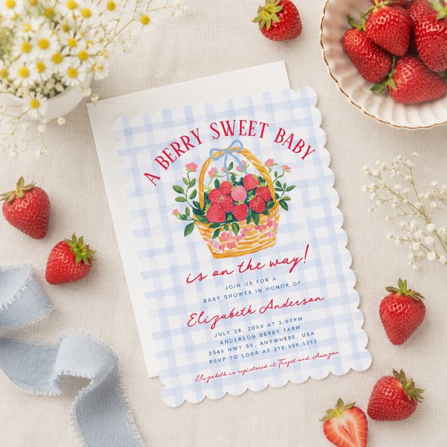 Invitación de Cumpleaños de Bebé Whimsical Berry S (Whimsical Berry Sweet Baby Shower Invitation)