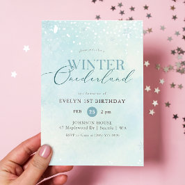 Invitación de cumpleaños de bebé Winter Onederland