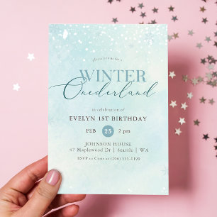 Invitación de cumpleaños de bebé Winter Onederland