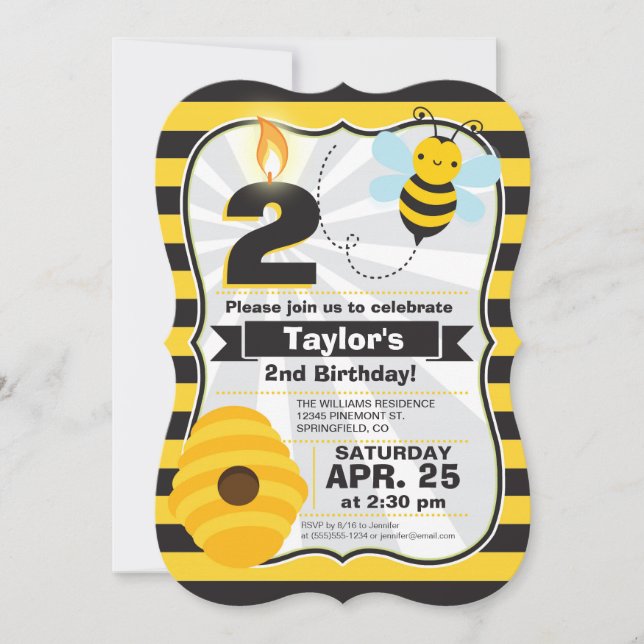 Invitación de cumpleaños de Bee (Anverso)