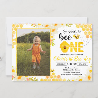 Invitación de cumpleaños de Bee Invitación de prim