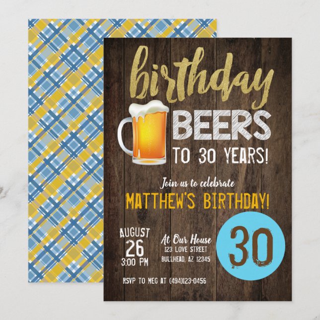 Invitación de cumpleaños de beers (Anverso / Reverso)