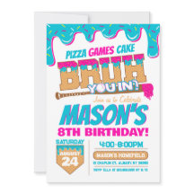 Invitación de cumpleaños de béisbol con tema Drip 