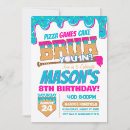 Invitación de cumpleaños de béisbol con tema Drip 