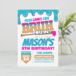 Invitación de cumpleaños de béisbol con tema Drip 