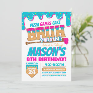 Invitación de cumpleaños de béisbol con tema Drip 
