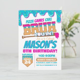 Invitación de cumpleaños de béisbol con tema Drip 