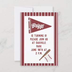 invitación de cumpleaños de beisbol de pinstripe r