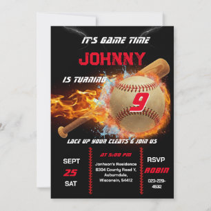 Invitación de cumpleaños de béisbol editable