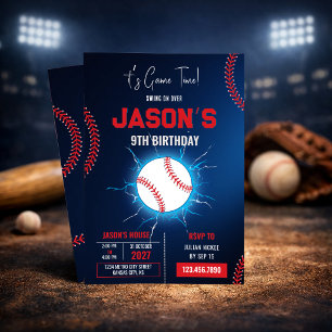 Invitación de cumpleaños de béisbol eléctrico