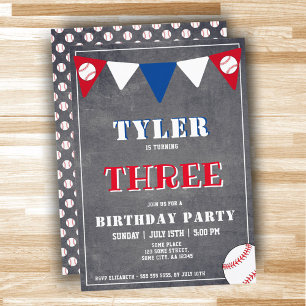 Invitación de cumpleaños de béisbol niño 3er cumpl