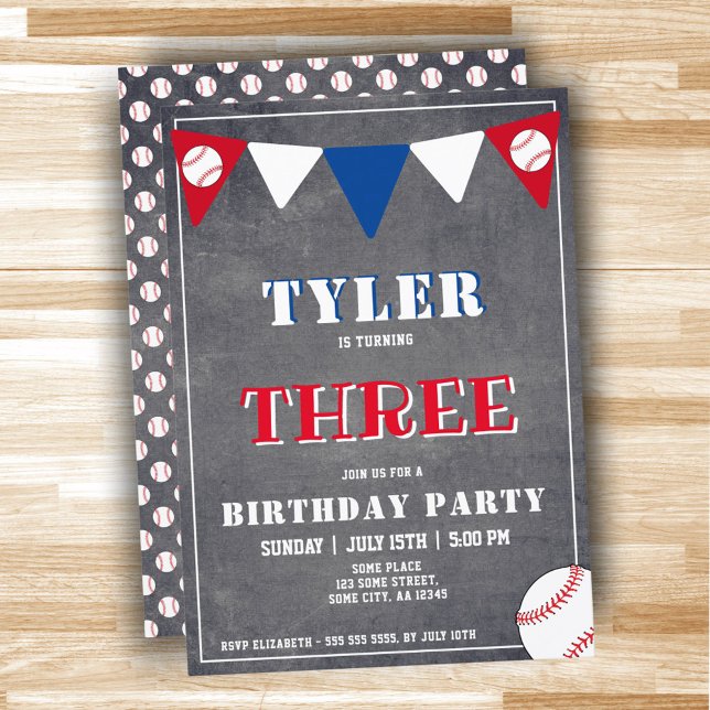 Invitación de cumpleaños de béisbol niño 3er cumpl (Subido por el creador)