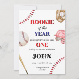 Invitación de cumpleaños de béisbol Novato del año