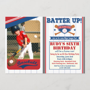 Invitación de cumpleaños de béisbol para cualquier