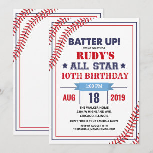 Invitación de cumpleaños de béisbol para cualquier