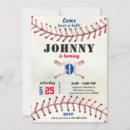 Invitación de cumpleaños de béisbol para un niño c