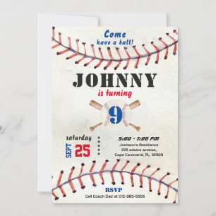 Invitación de cumpleaños de béisbol para un niño c
