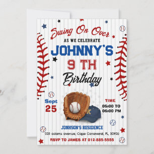 Invitación de cumpleaños de béisbol personalizada