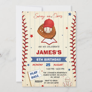 Invitación de cumpleaños de béisbol personalizada