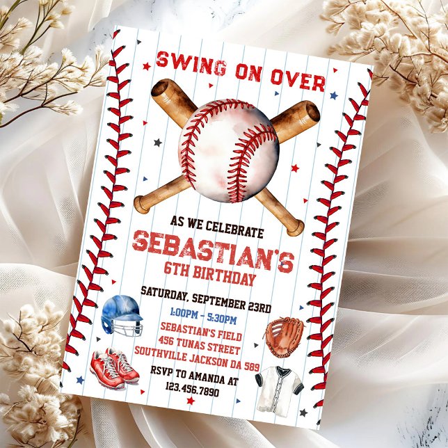 Invitación de cumpleaños de béisbol Swing On Over  (Subido por el creador)