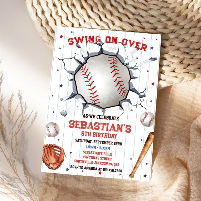 Invitación de cumpleaños de béisbol Swing On Over  (Subido por el creador)